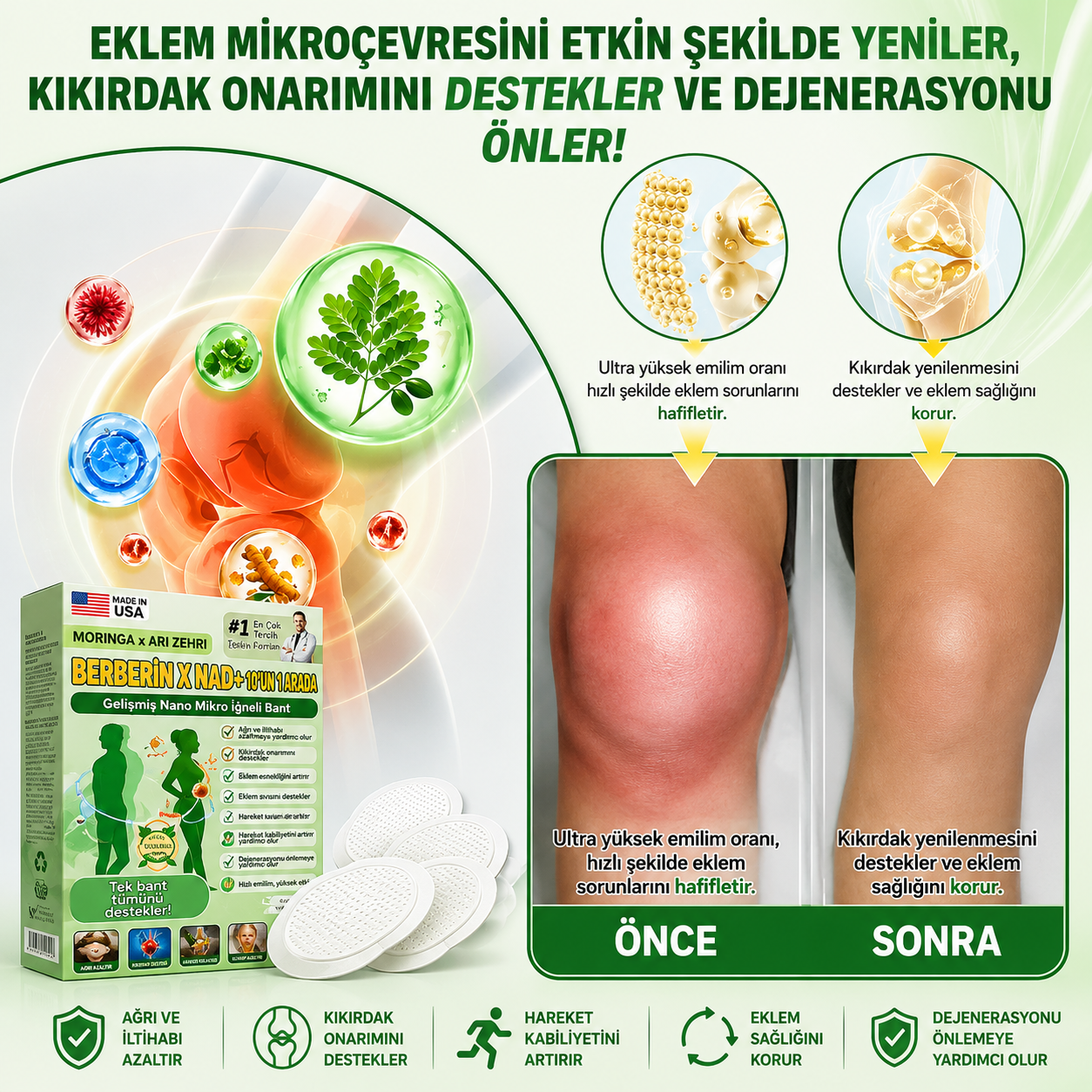 10’u 1 Arada Gelişmiş Nano Mikro İğneli Bant — Günde 1 Kez Kullanım, 7 Günde Gözle Görülür Sonuçlar