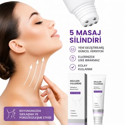 Silindir Masajlı Boyun Kremi Kolajen ve Hyaluronik Asit | Boynu Sıkılaştırır, Kırışıklıkları ve Çift Çeneyi Azaltır