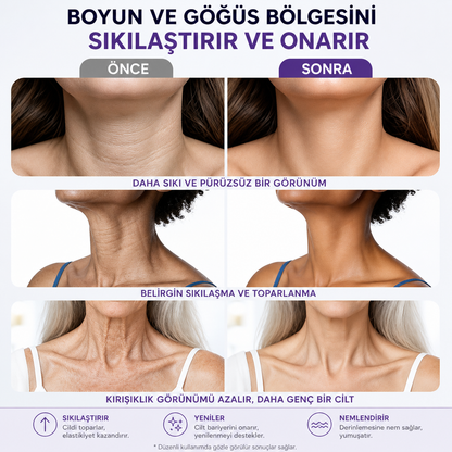 Silindir Masajlı Boyun Kremi Kolajen ve Hyaluronik Asit | Boynu Sıkılaştırır, Kırışıklıkları ve Çift Çeneyi Azaltır