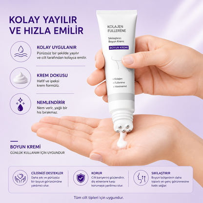 Silindir Masajlı Boyun Kremi Kolajen ve Hyaluronik Asit | Boynu Sıkılaştırır, Kırışıklıkları ve Çift Çeneyi Azaltır